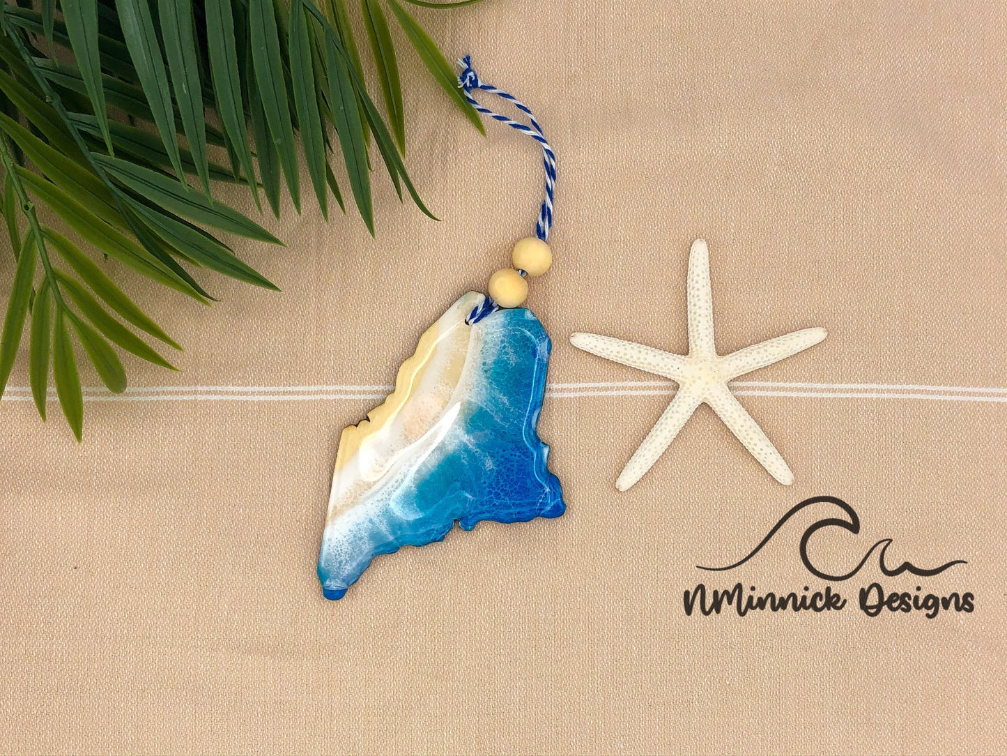 Maine Beach Christmas Ornament