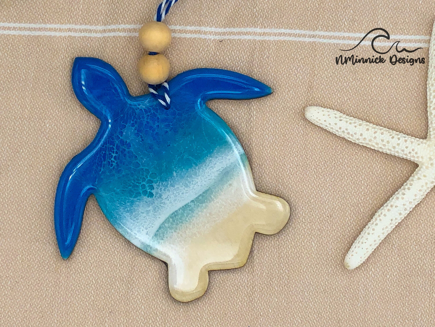 Sea Turtle Beach Christmas Ornament