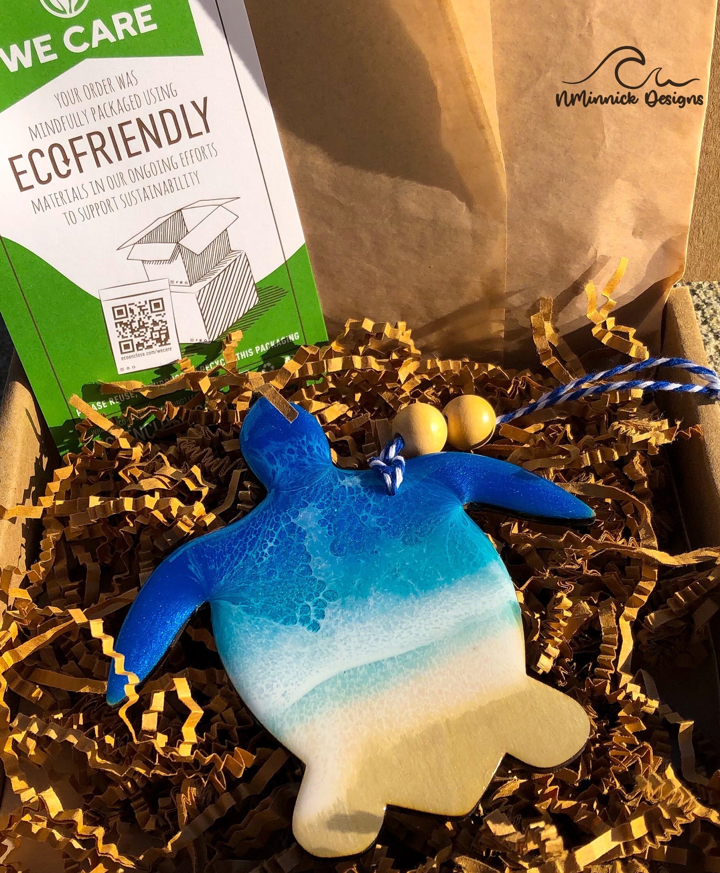 Sea Turtle Beach Christmas Ornament