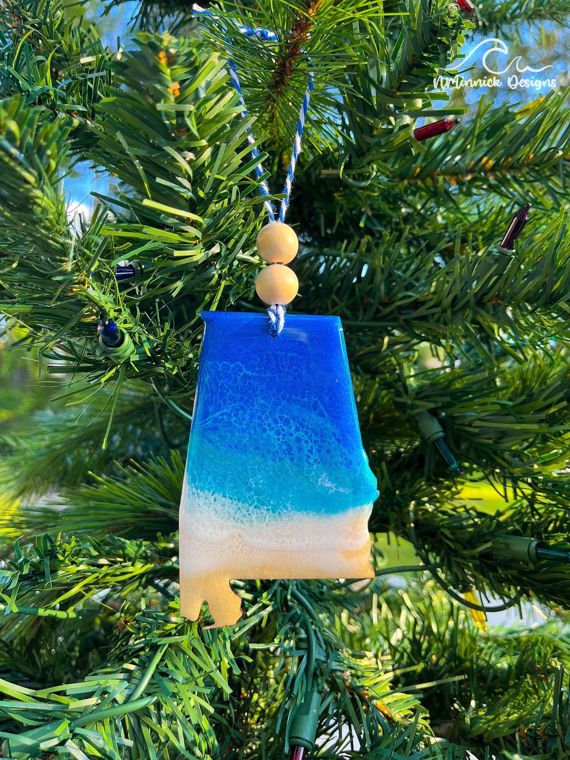 Alabama Beach Ornament Gift Box with Keepsake Ornament Gift Bag and Custom Card
