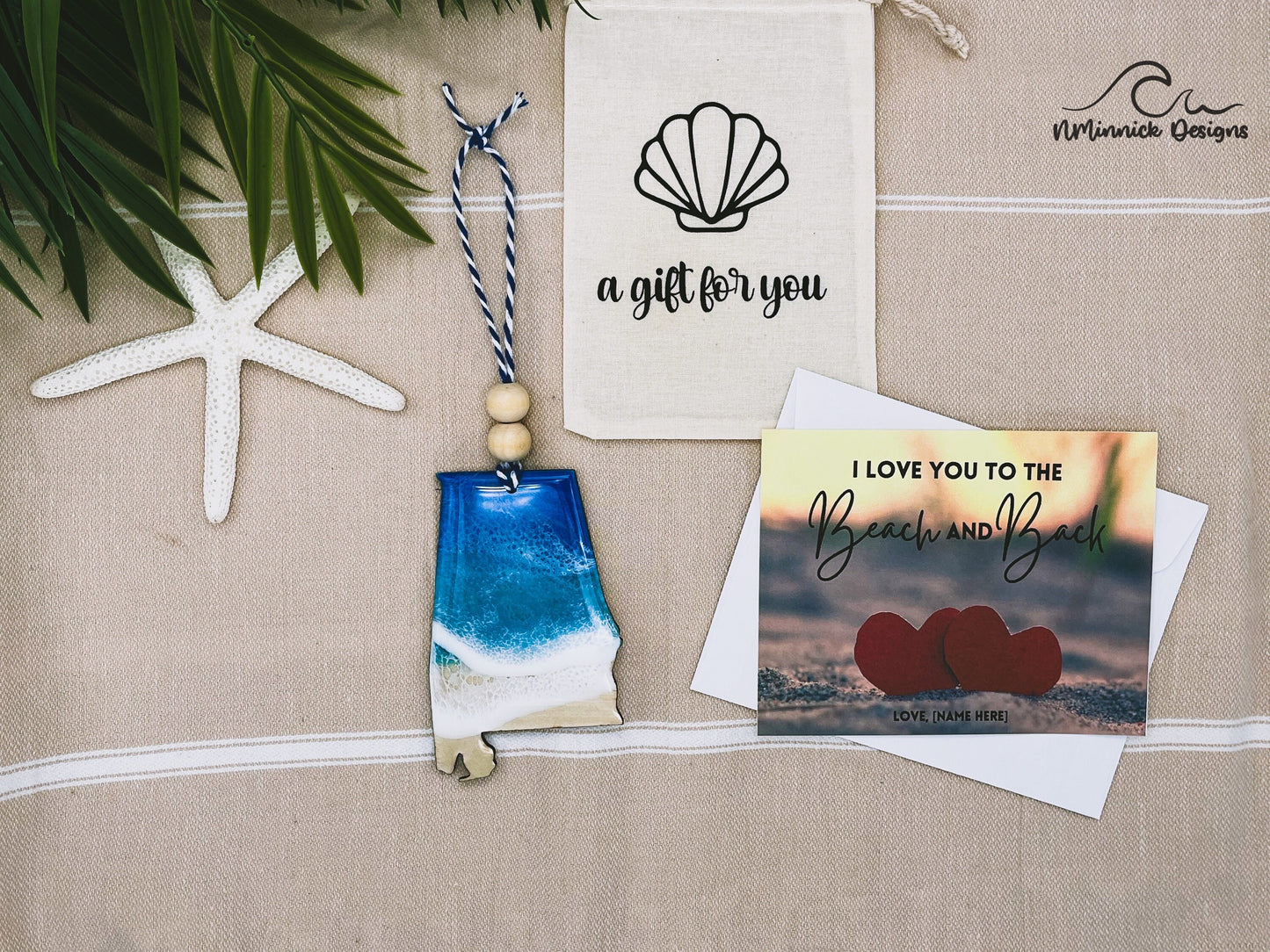 Alabama Beach Ornament Gift Box with Keepsake Ornament Gift Bag and Custom Card