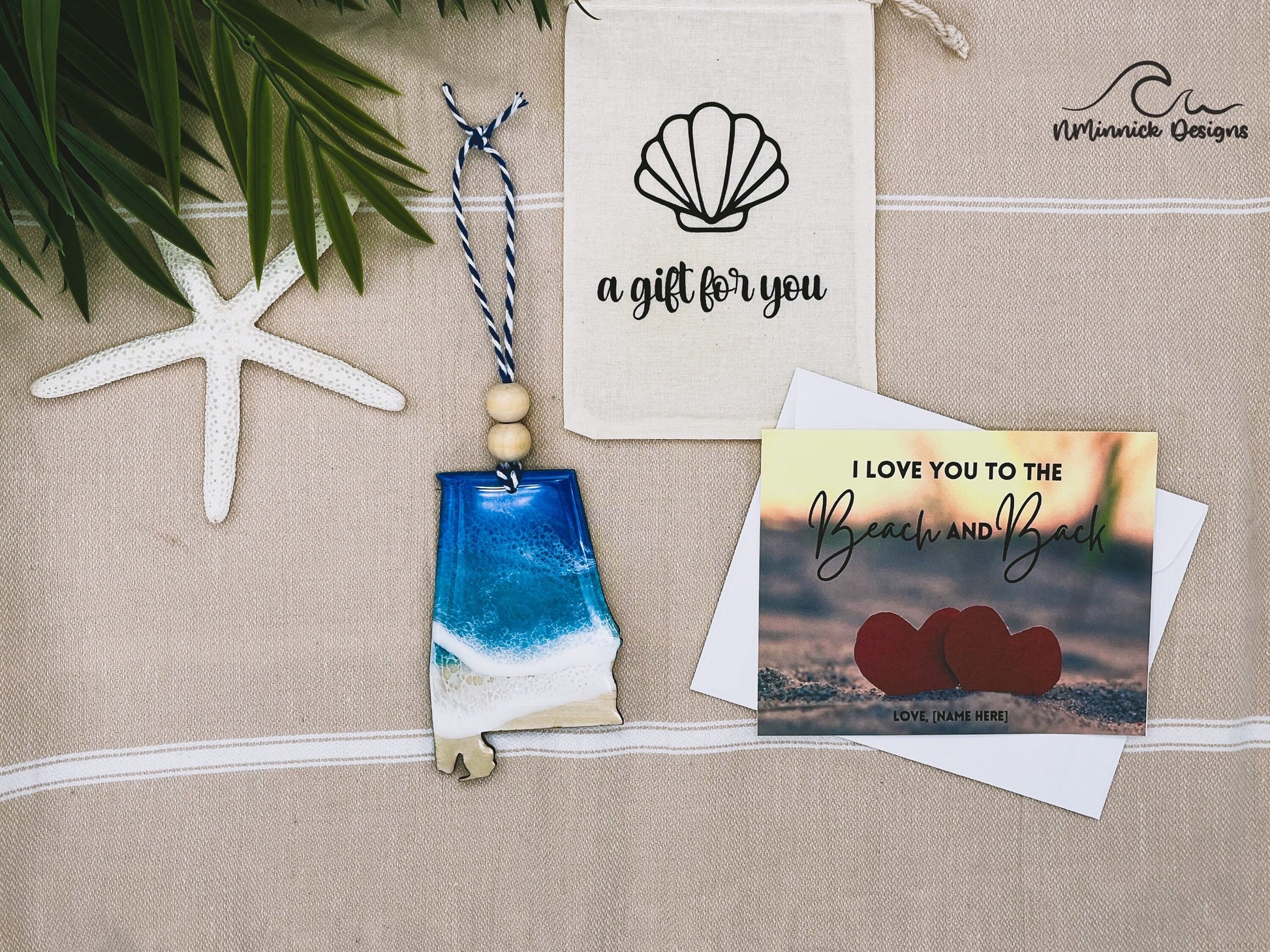 Alabama Beach Ornament Gift Box with Keepsake Ornament Gift Bag and Custom Card
