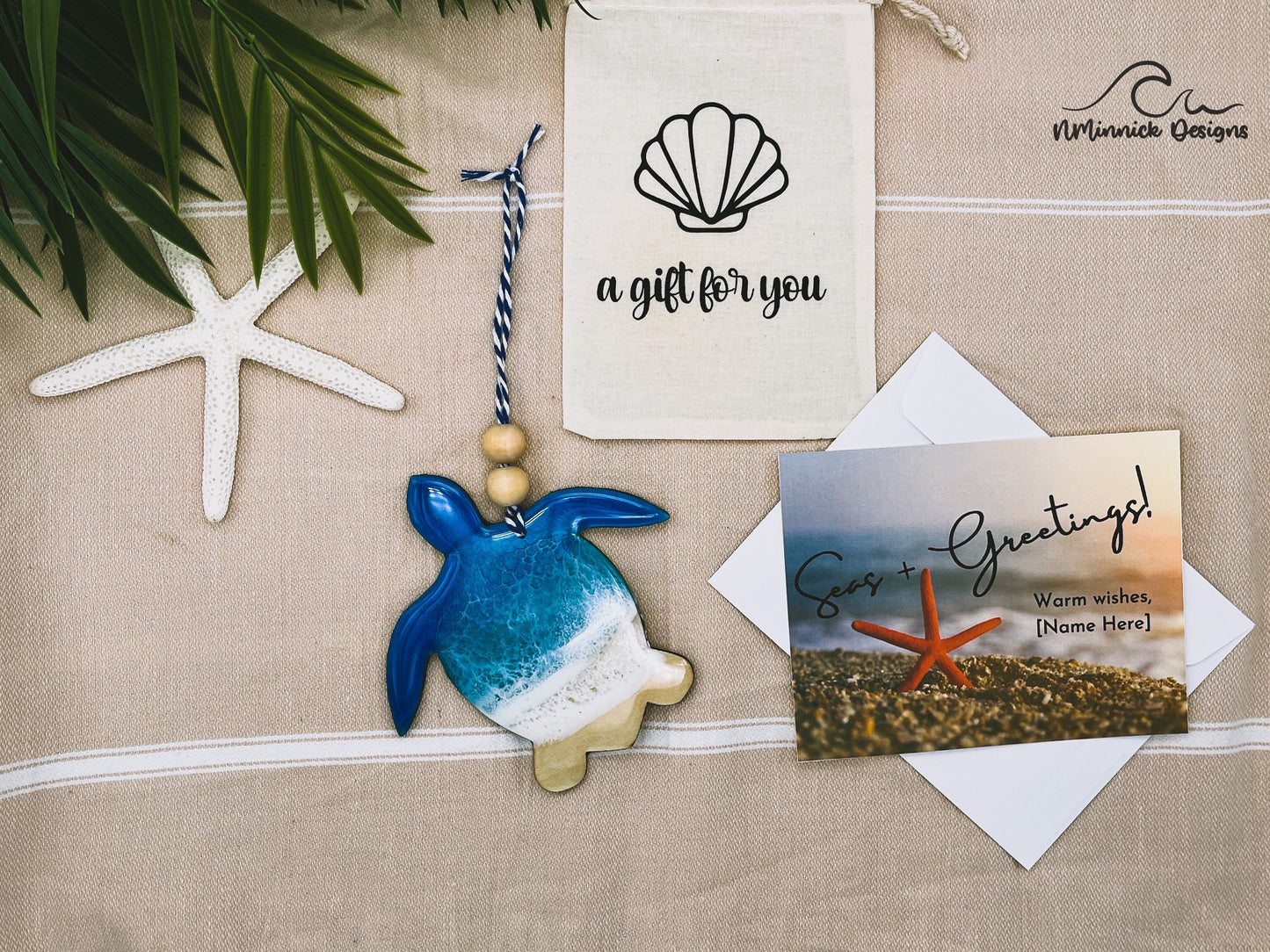 Sea Turtle Ornament Gift Box with Keepsake Gift Bag and Custom Card