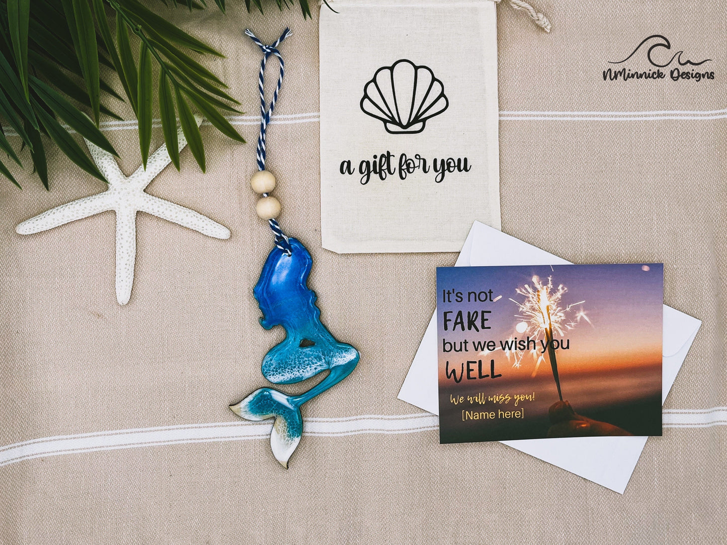 Mermaid Ornament Gift Box with Keepsake Gift Bag and Custom Card
