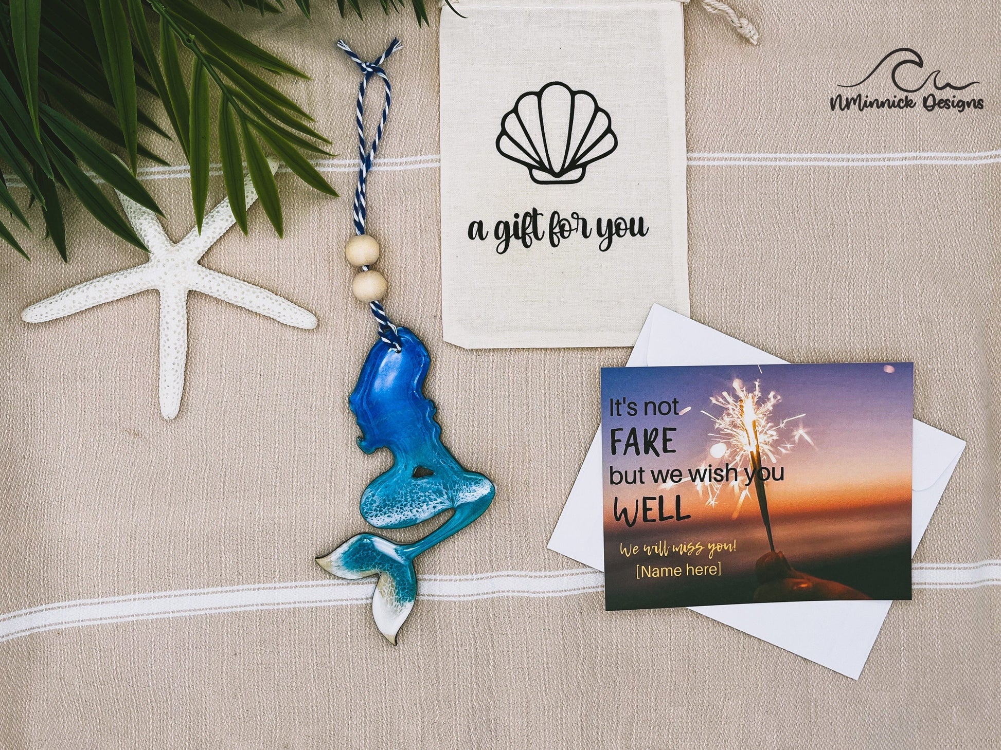 Mermaid Ornament Gift Box with Keepsake Gift Bag and Custom Card