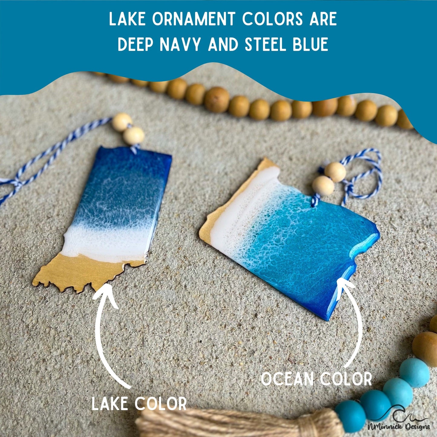 Indiana State Lake Resin Christmas Ornament