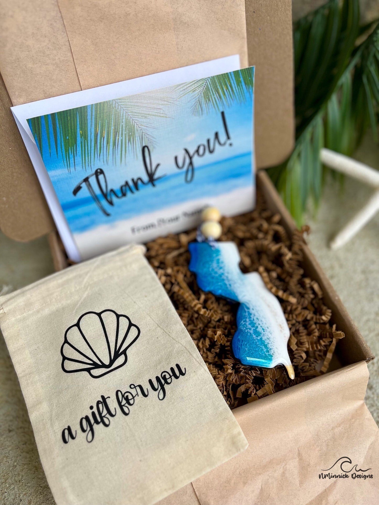 New Jersey Beach Ornament Gift Box with Keepsake Gift Bag and Custom Card
