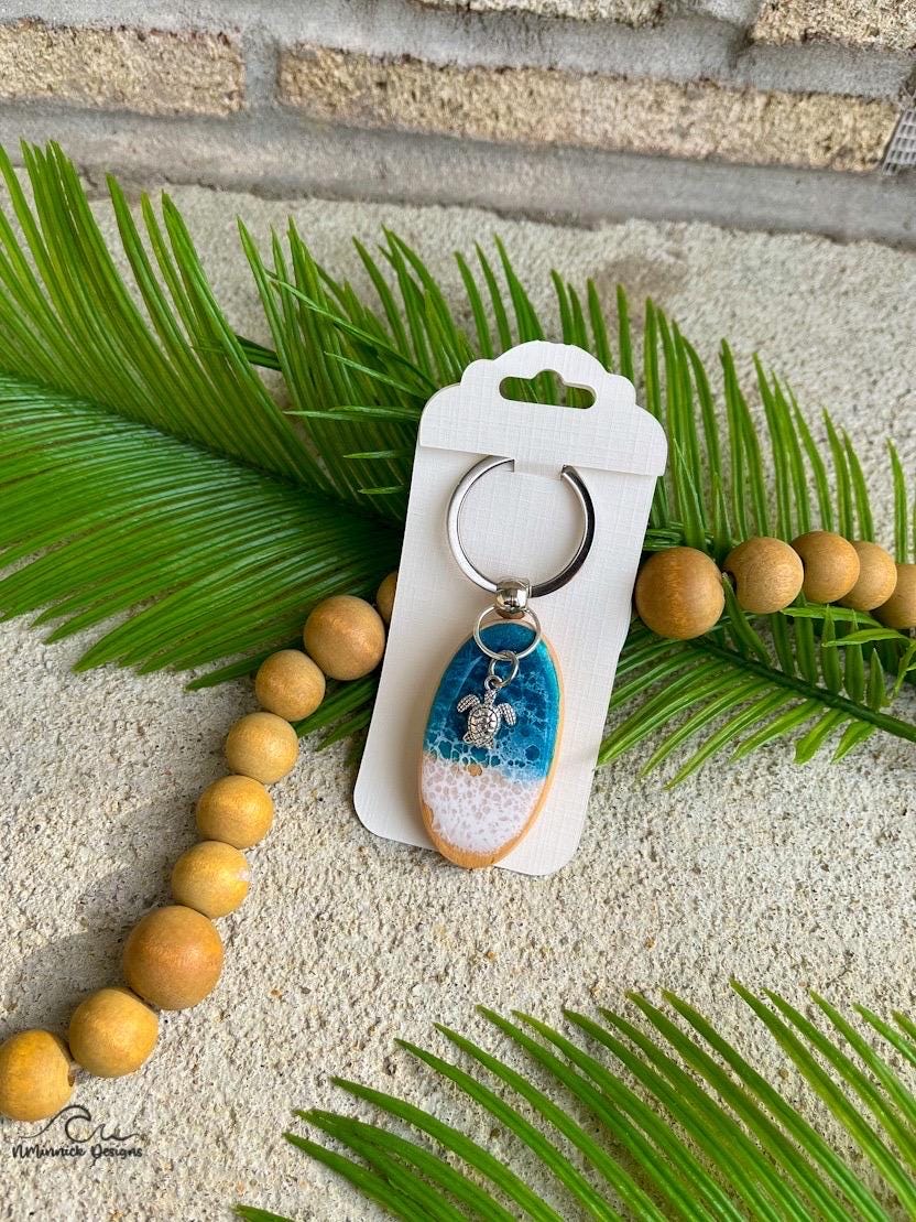 Ocean Resin Keychain with Sea Animal Charm1