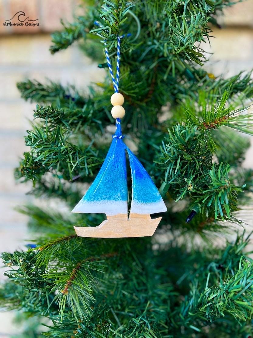 Sailboat Ocean Resin Ornament