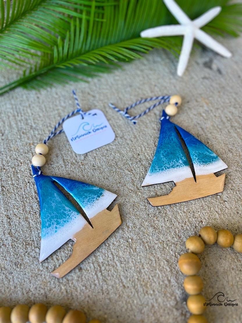 Sailboat Ocean Resin Ornament