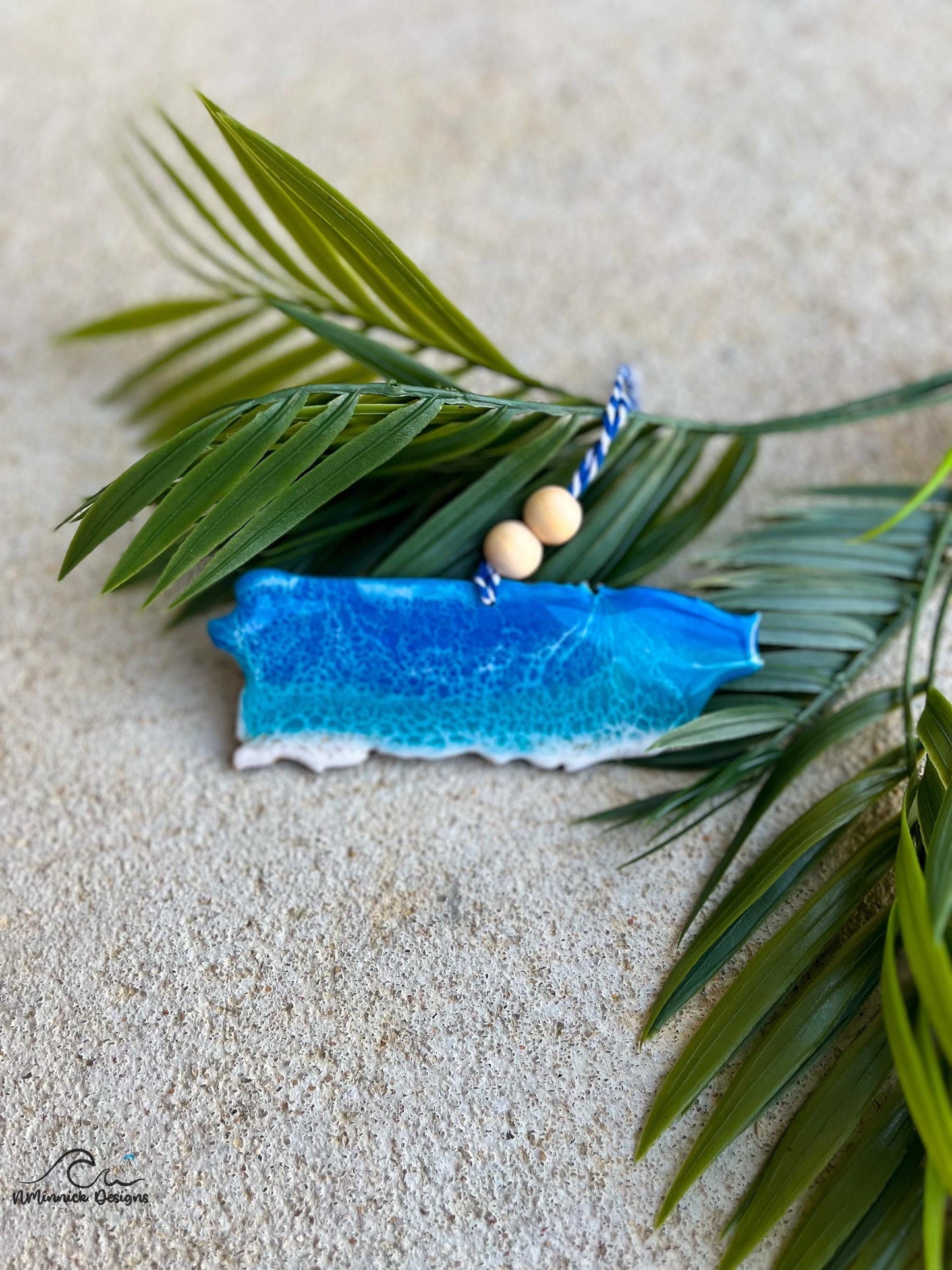 Puerto Rico Ocean Resin Ornament Gift Box with Muslin Bag and Personalized Card, Vacation Memories, Beach Gifts, Ocean Waves