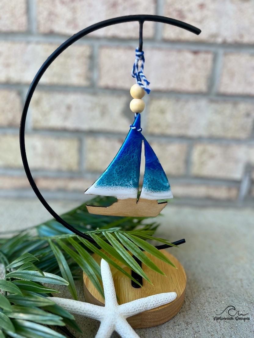 Sailboat Ocean Resin Ornament