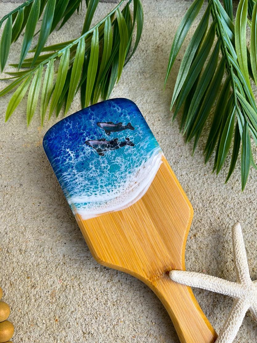 Ocean Resin Bamboo Hair Brush