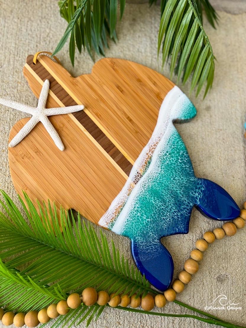 Sea Turtle Ocean Resin Serving Board