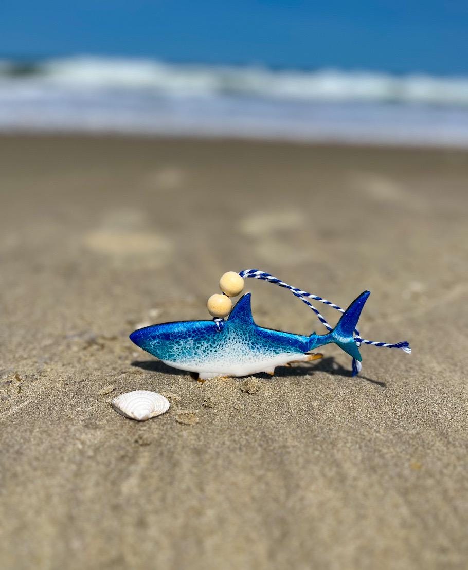Shark Beach Christmas Ornament