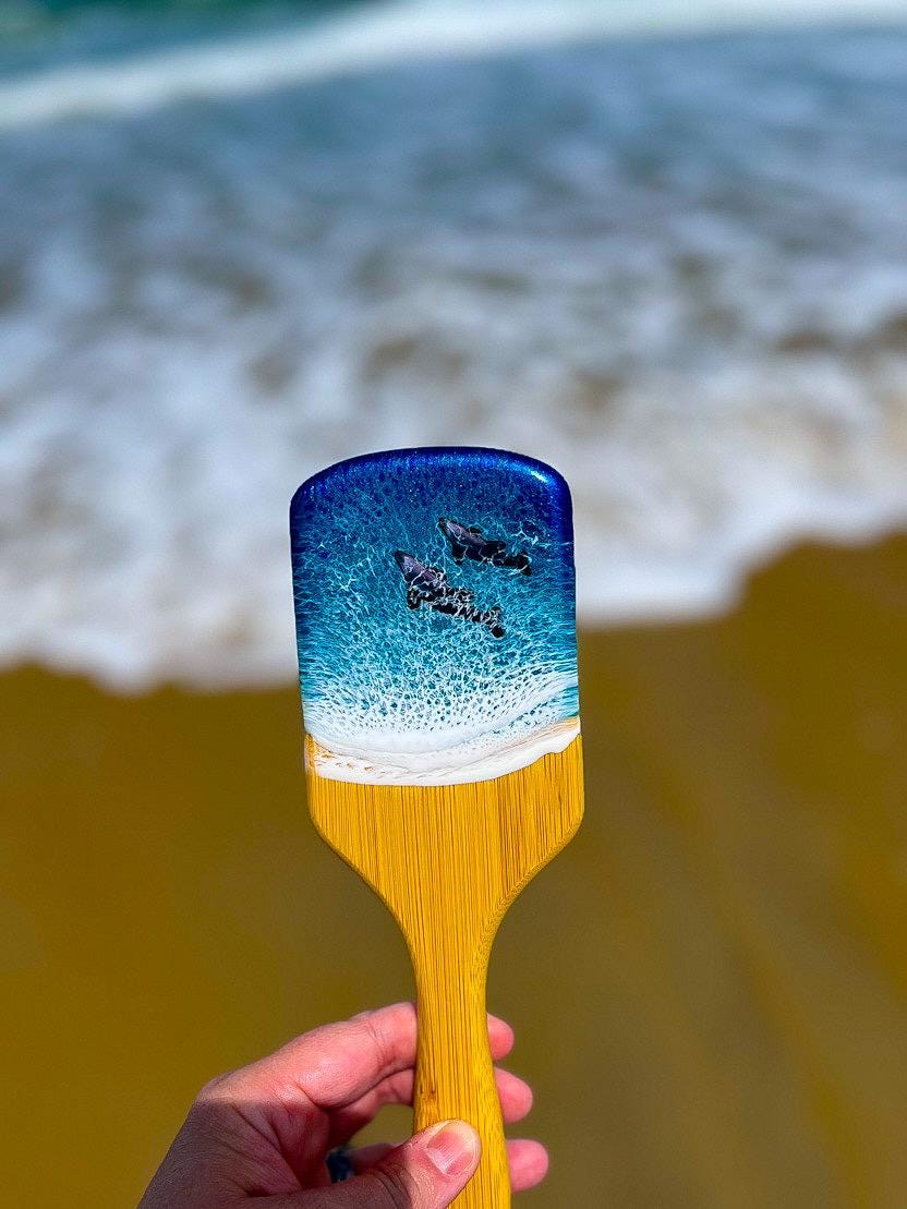 Ocean Resin Bamboo Hair Brush