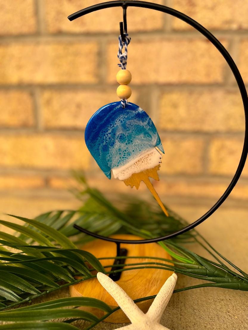 Horseshoe Crab Ornament, Coastal Christmas, Crab Decor, Delaware Ornament, Handmade Eco Friendly Ocean Art