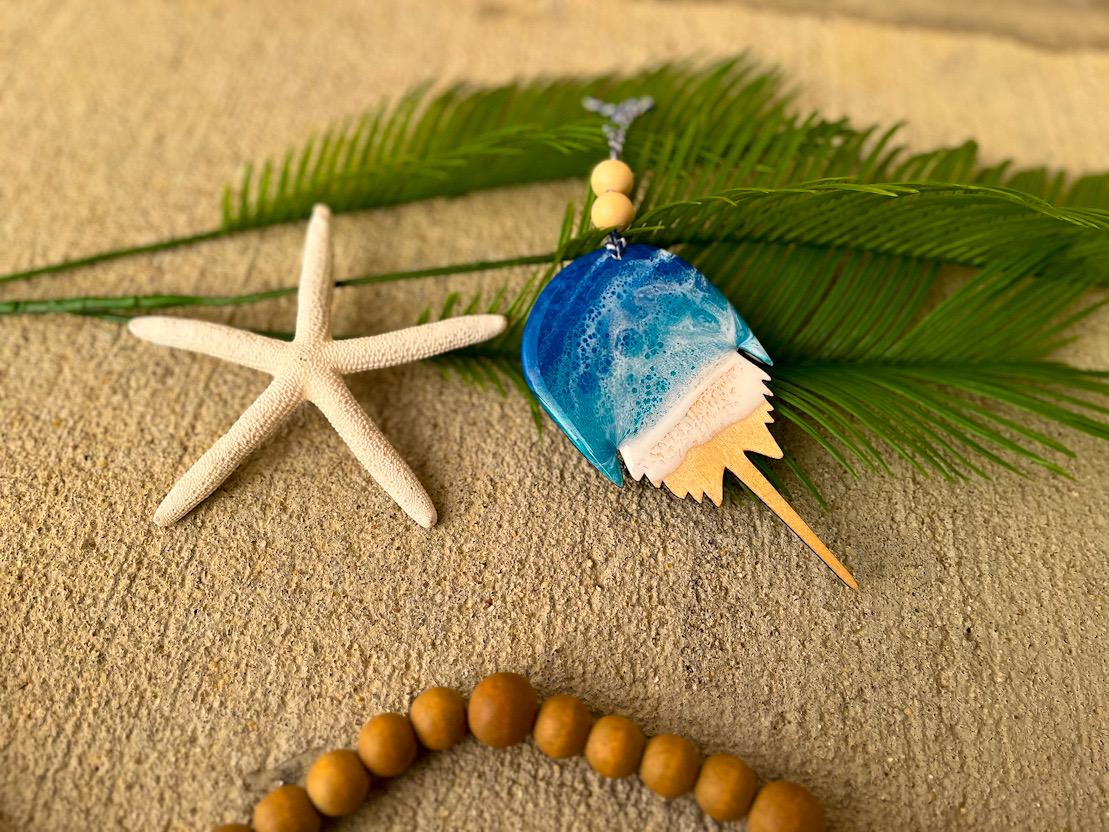 Horseshoe Crab Ornament, Coastal Christmas, Crab Decor, Delaware Ornament, Handmade Eco Friendly Ocean Art