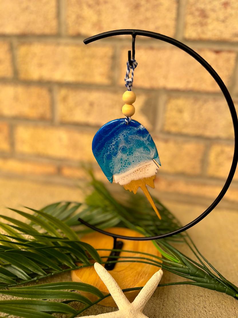 Horseshoe Crab Ornament, Coastal Christmas, Crab Decor, Delaware Ornament, Handmade Eco Friendly Ocean Art