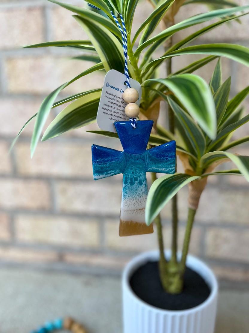 Beach Cross Christmas Ornament