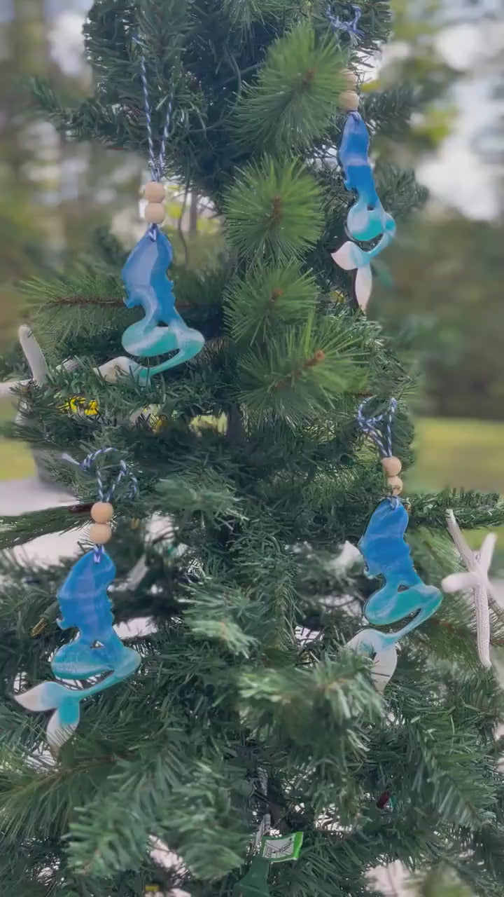 Mermaid Beach Christmas Ornament with Keepsake Gift Bag and Custom Card,  Coastal Christmas Tree, Mermaid Ornament, Unique Gift