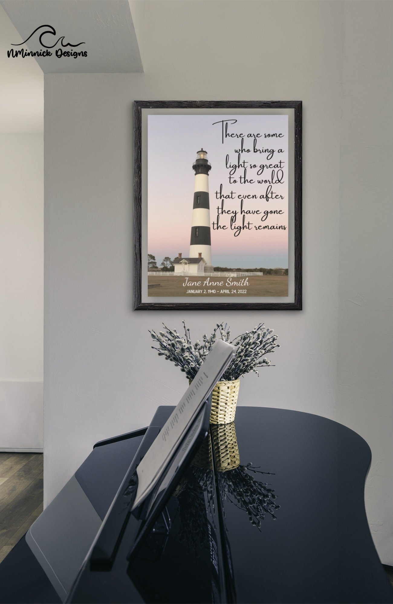 Lighthouse Memorial Print, Personalized Sympathy Gift, Condolence Gift, Bodie Island Lighthouse Print, Memorial Wall Art