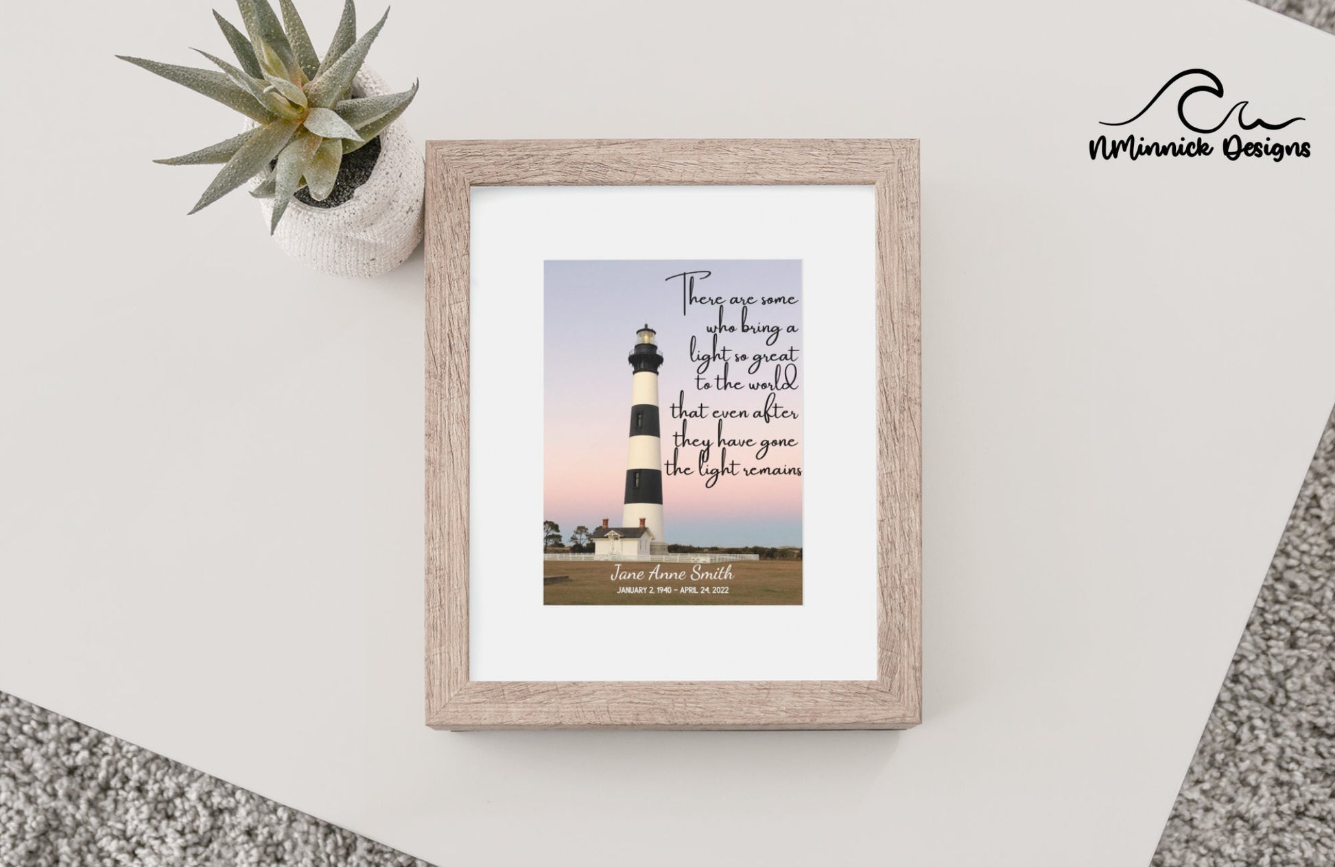Lighthouse Memorial Print, Personalized Sympathy Gift, Condolence Gift, Bodie Island Lighthouse Print, Memorial Wall Art