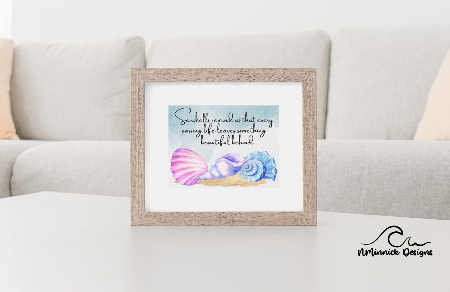 Seashells Remind Us Poem Print, In Memory Of, Seashell Wall Art Print, Sympathy Gift, Beach Wedding, Memorial Sign