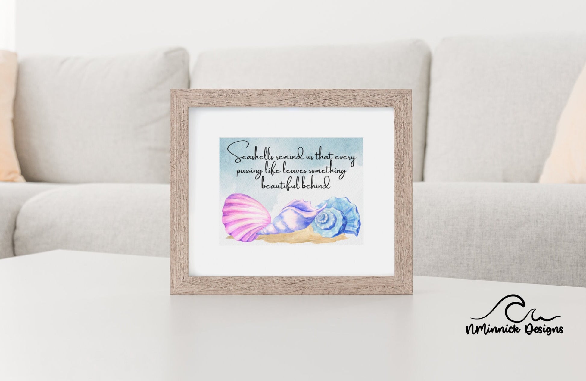 Seashells Remind Us Poem Print, In Memory Of, Seashell Wall Art Print, Sympathy Gift, Beach Wedding, Memorial Sign