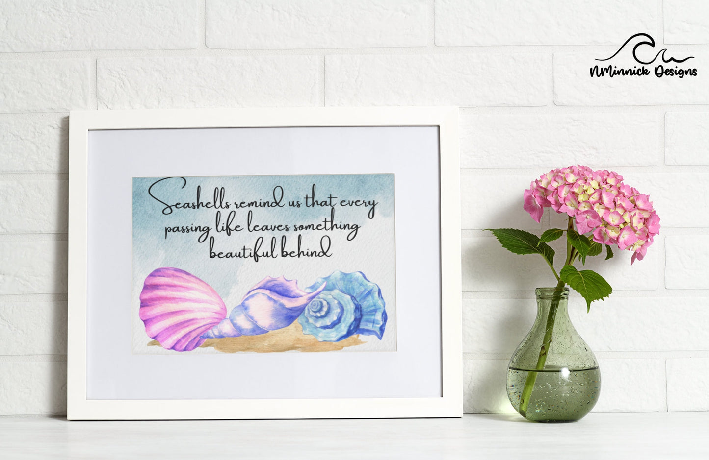 Seashells Remind Us Poem Print, In Memory Of, Seashell Wall Art Print, Sympathy Gift, Beach Wedding, Memorial Sign