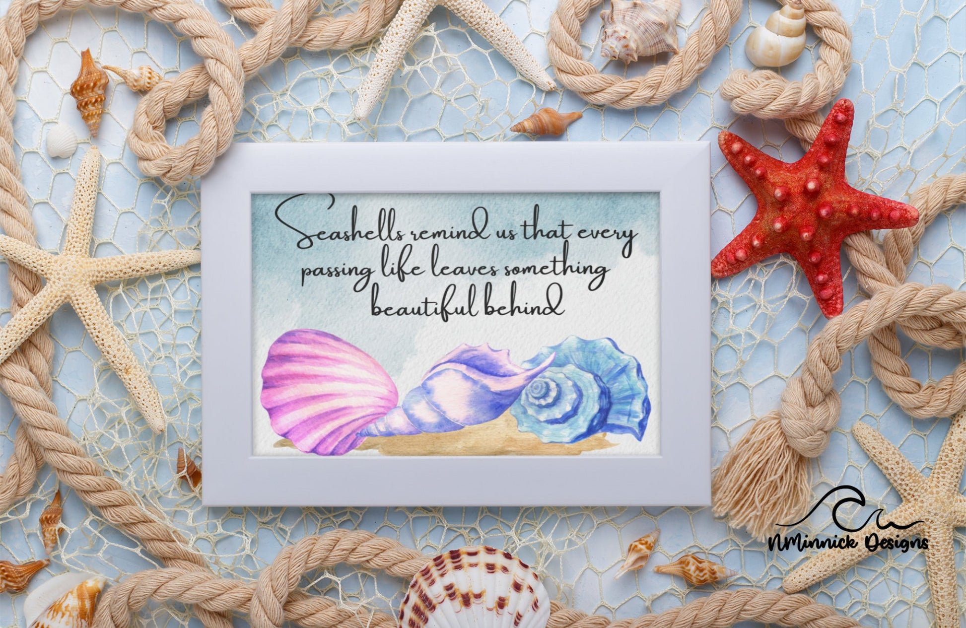 Seashells Remind Us Poem Print, In Memory Of, Seashell Wall Art Print, Sympathy Gift, Beach Wedding, Memorial Sign