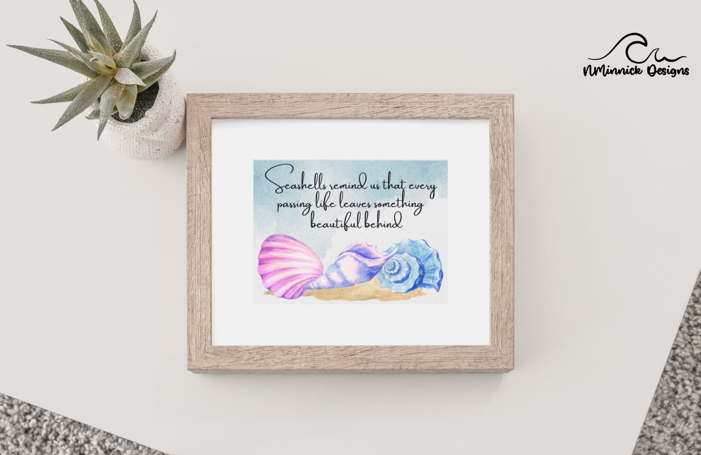Seashells Remind Us Poem Print, In Memory Of, Seashell Wall Art Print, Sympathy Gift, Beach Wedding, Memorial Sign