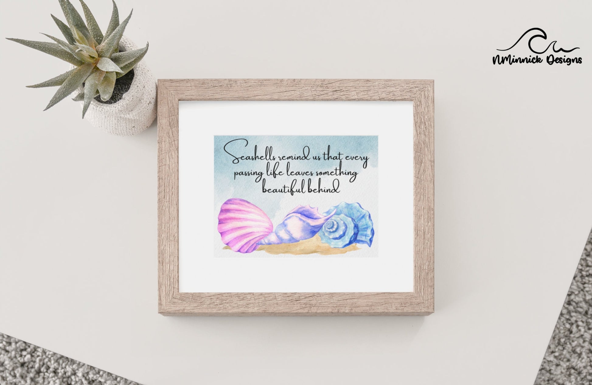 Seashells Remind Us Poem Print, In Memory Of, Seashell Wall Art Print, Sympathy Gift, Beach Wedding, Memorial Sign