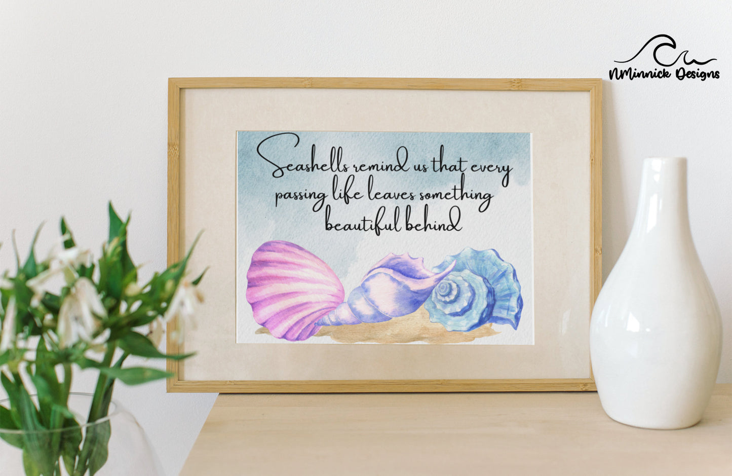 Seashells Remind Us Poem Print, In Memory Of, Seashell Wall Art Print, Sympathy Gift, Beach Wedding, Memorial Sign