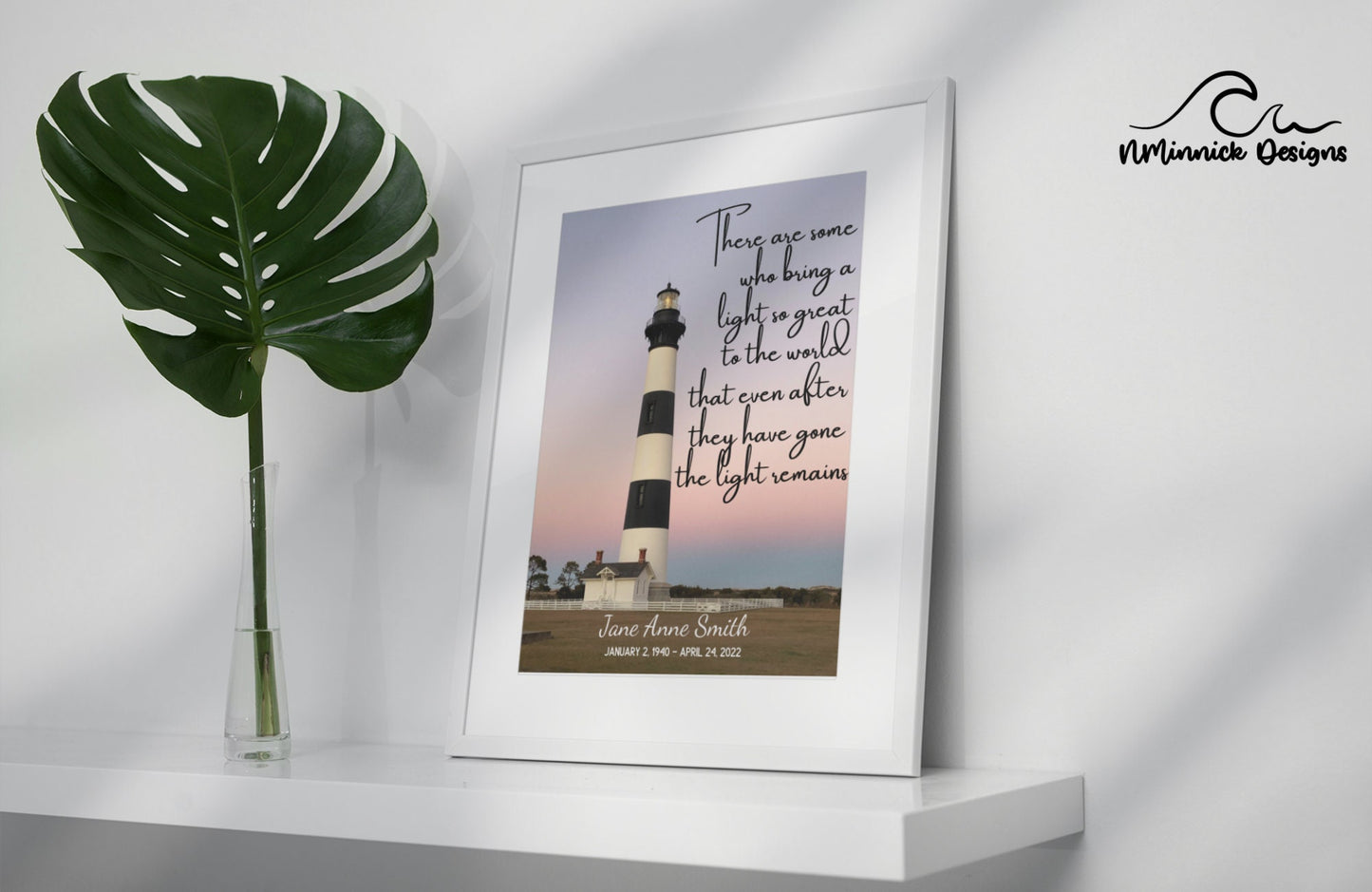 Lighthouse Memorial Print, Personalized Sympathy Gift, Condolence Gift, Bodie Island Lighthouse Print, Memorial Wall Art