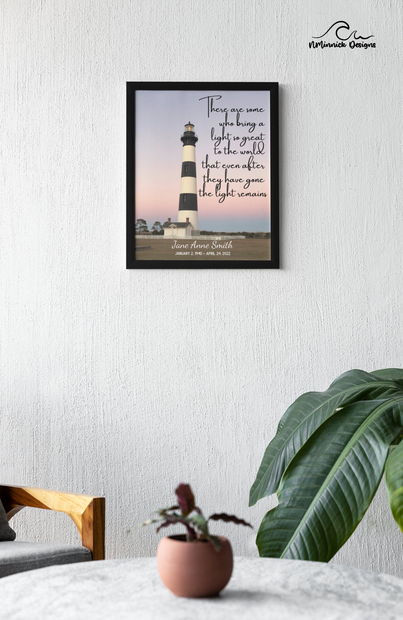 Lighthouse Memorial Print, Personalized Sympathy Gift, Condolence Gift, Bodie Island Lighthouse Print, Memorial Wall Art