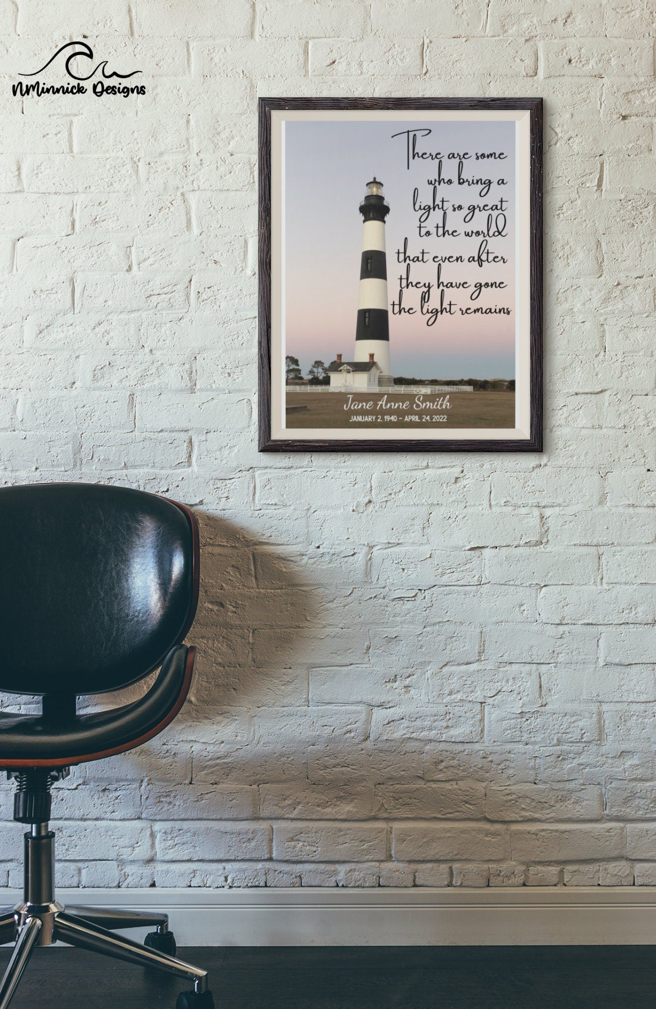 Lighthouse Memorial Print, Personalized Sympathy Gift, Condolence Gift, Bodie Island Lighthouse Print, Memorial Wall Art