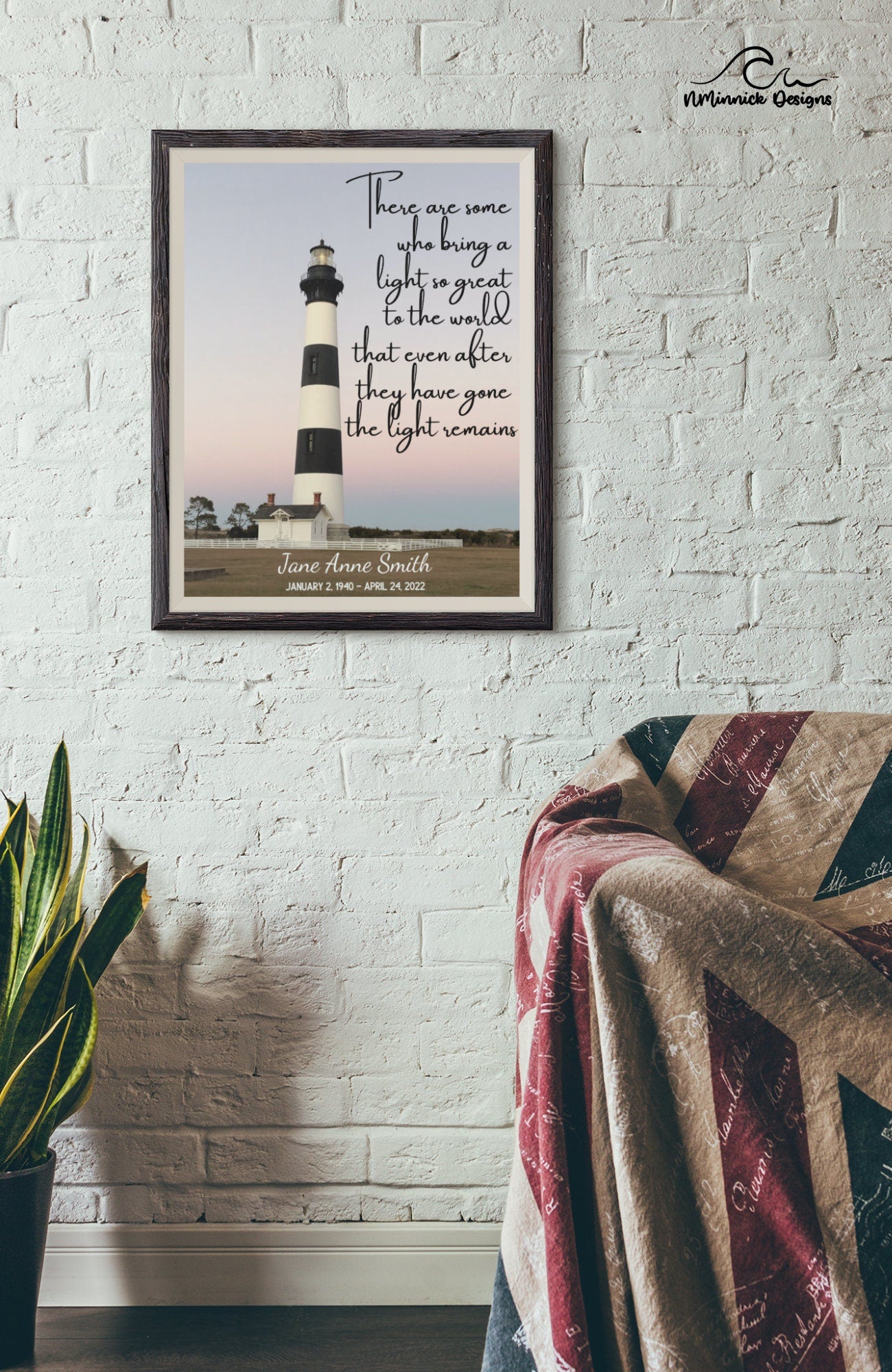 Lighthouse Memorial Print, Personalized Sympathy Gift, Condolence Gift, Bodie Island Lighthouse Print, Memorial Wall Art