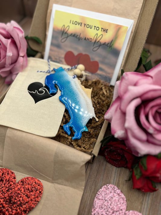 Costa Rica Ornament Valentines Day Gift Box with Custom Card and Ornament Keeper Bag