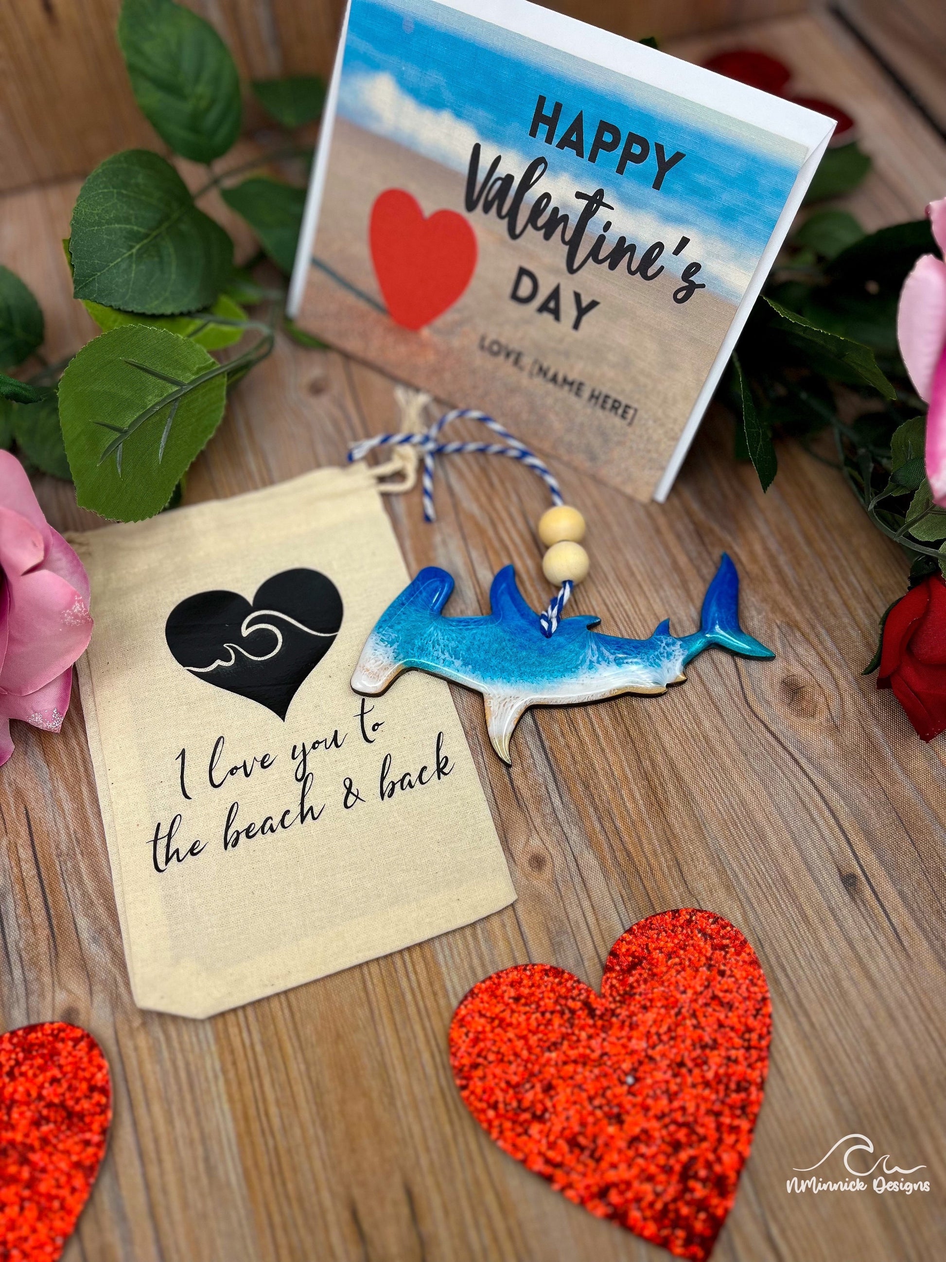 Hammerhead Shark Ornament, Valentines Day Gift Box with Custom Card and Ornament Keeper Bag, Shark Ornament, Shark Gift