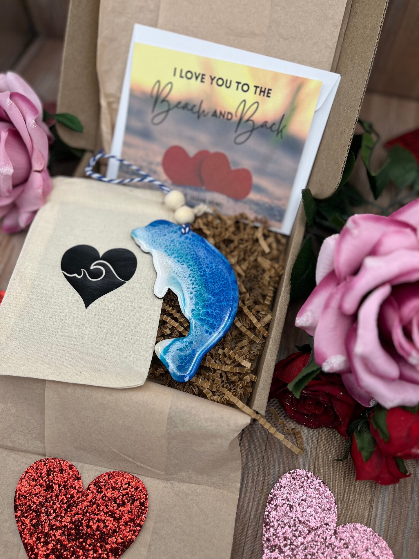 Manatee Ornament, Valentines Day Gift Box with Custom Card and Ornament Keeper Bag, Florida Manatee, Manatee Art