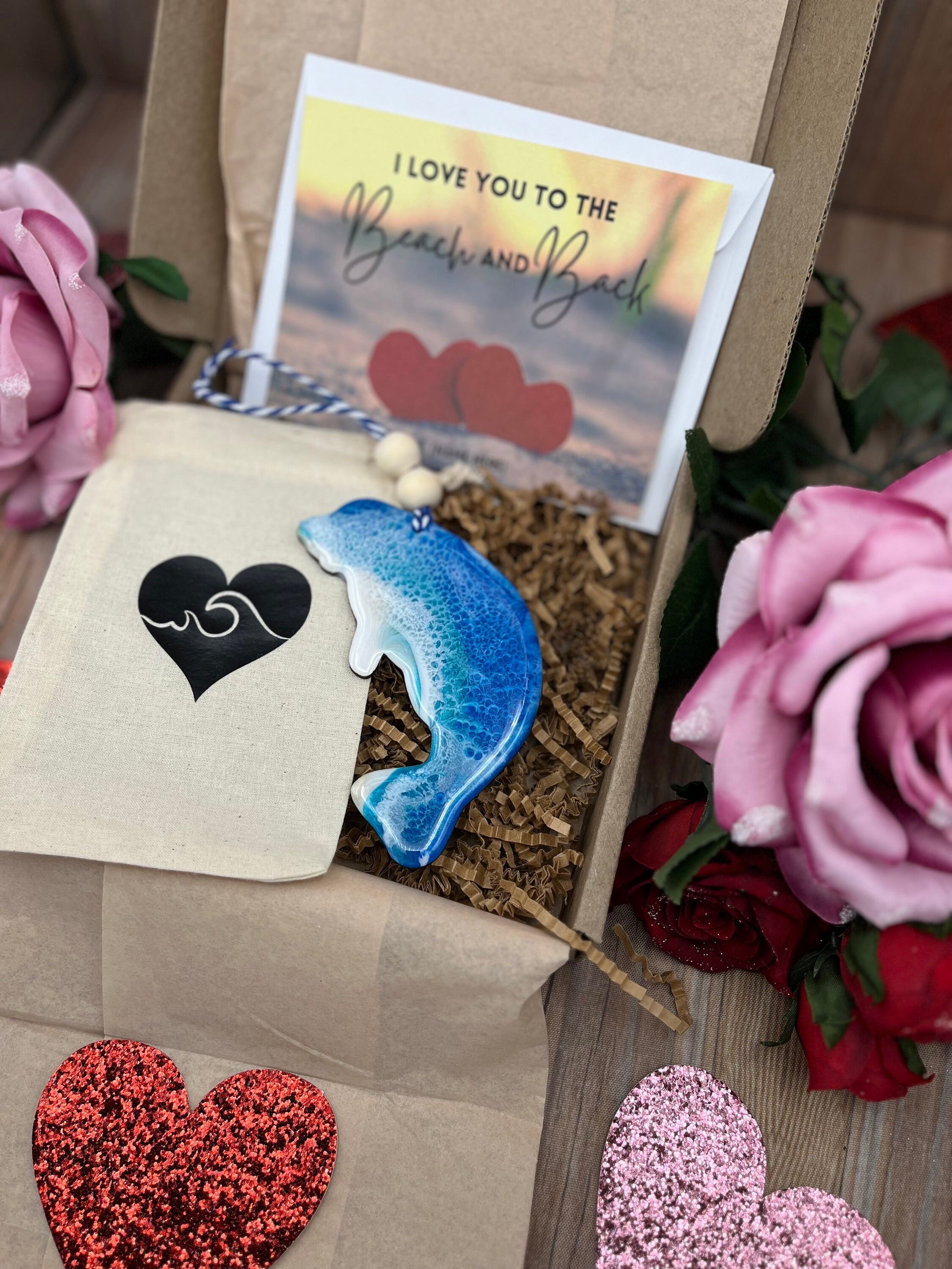Manatee Ornament, Valentines Day Gift Box with Custom Card and Ornament Keeper Bag, Florida Manatee, Manatee Art