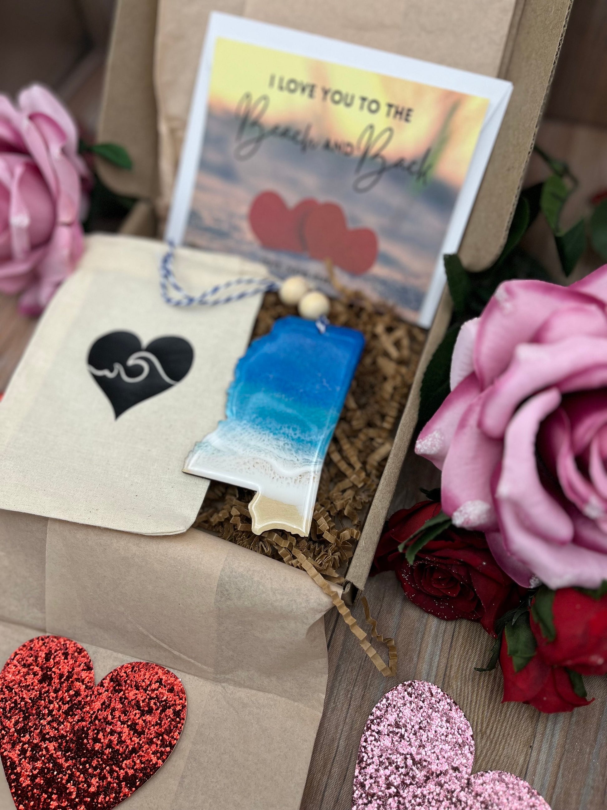 Mississippi Ornament Valentines Day Gift Box with Custom Card and Ornament Keeper Bag