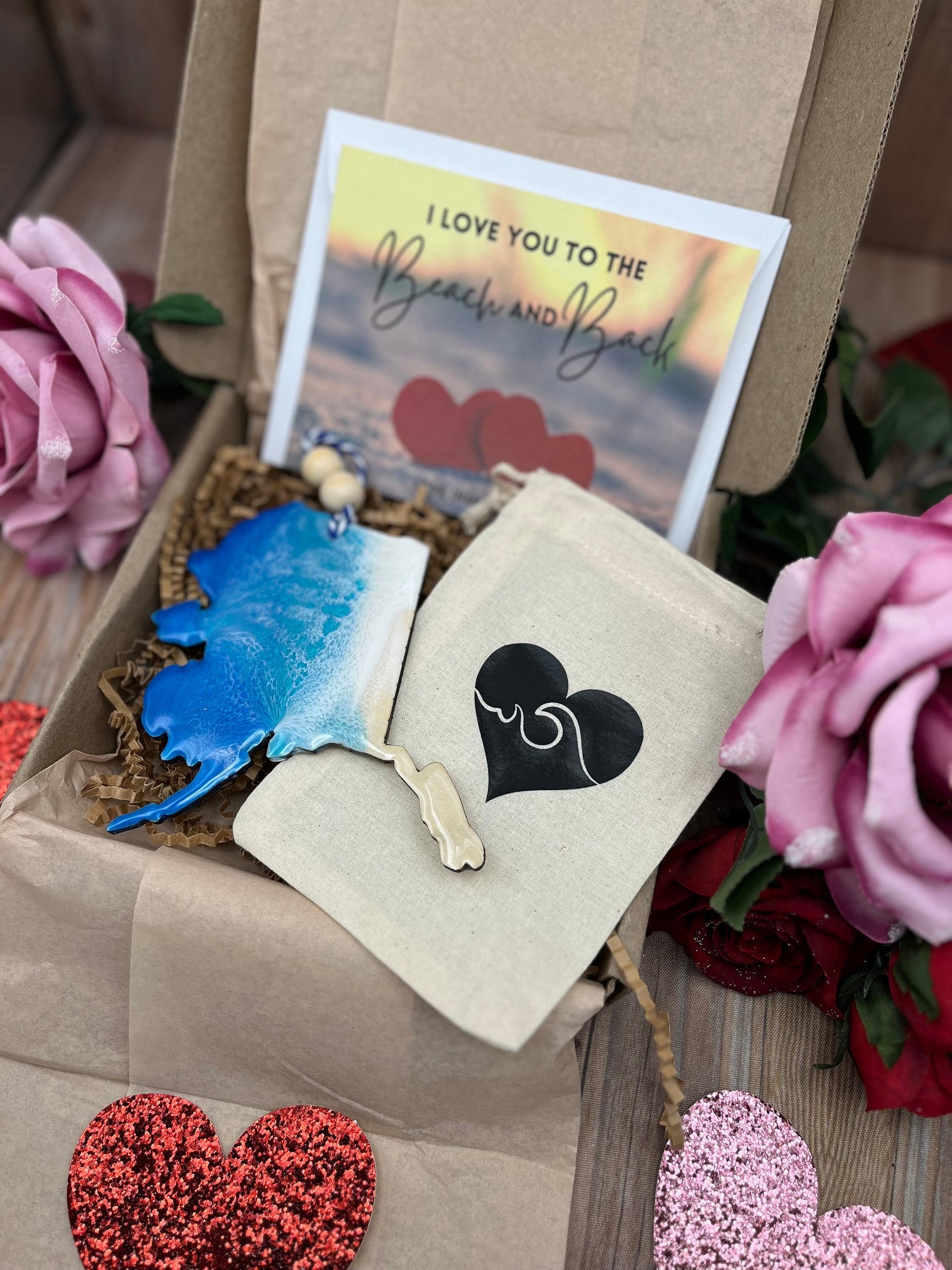 Alaska Ornament Valentines Day Gift Box with Custom Card and Ornament Keeper Bag