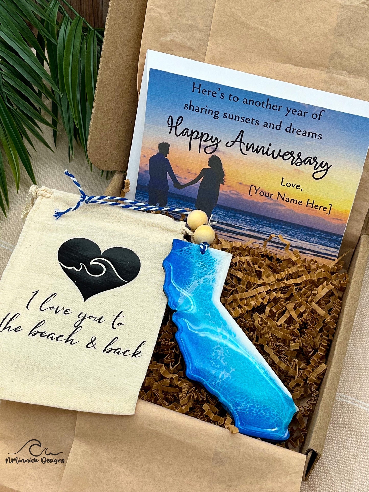 California Ornament Valentines Day Gift Box with Custom Card and Ornament Keeper Bag