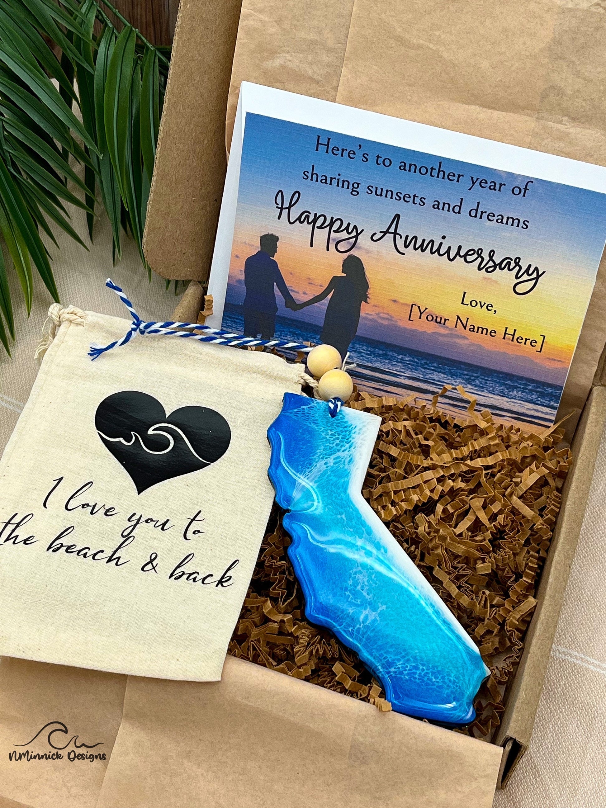 California Ornament Valentines Day Gift Box with Custom Card and Ornament Keeper Bag