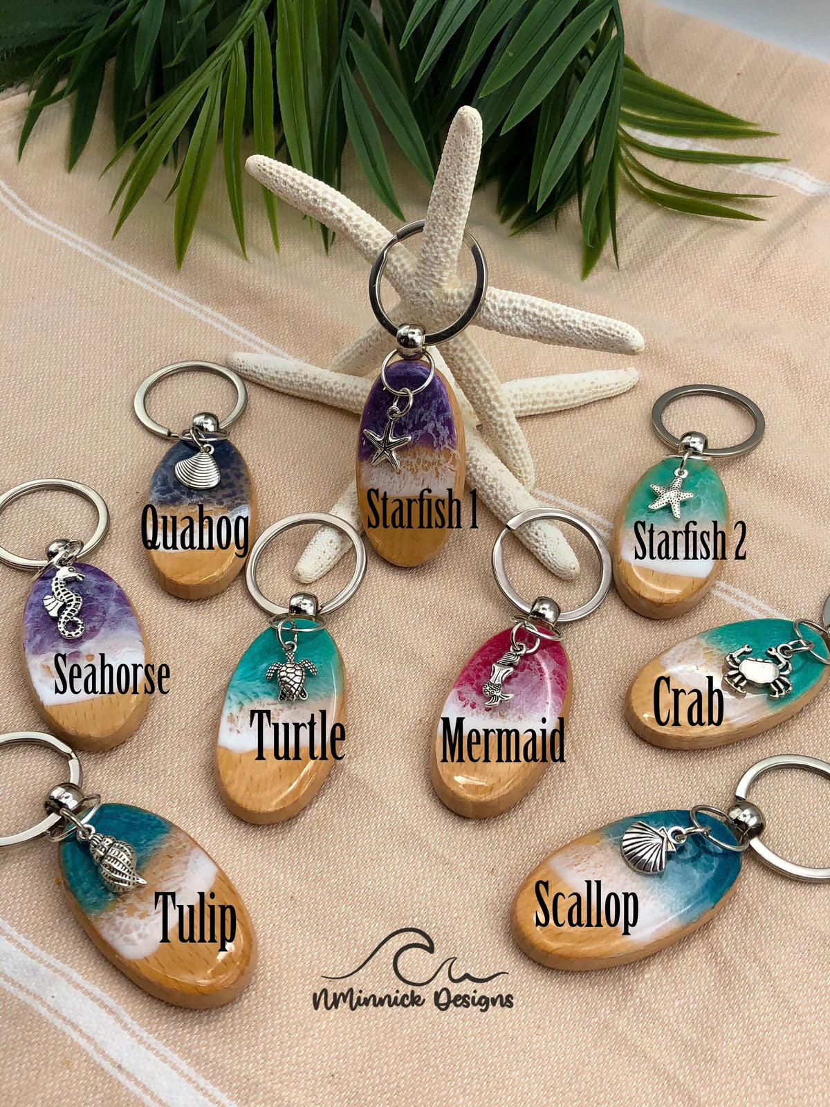 Ocean Resin Keychain with Sea Animal Charm – NMinnickDesigns