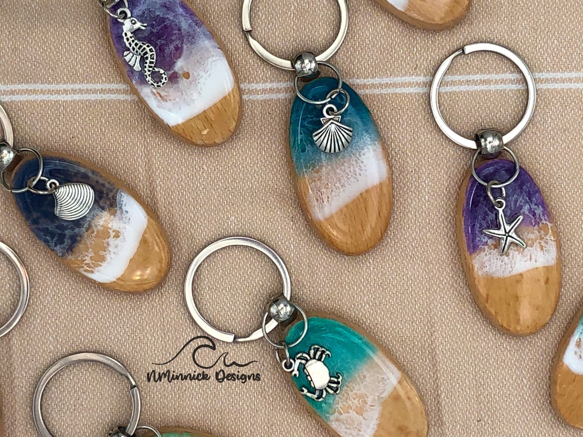 Ocean Resin Keychain with Sea Animal Charm – NMinnickDesigns