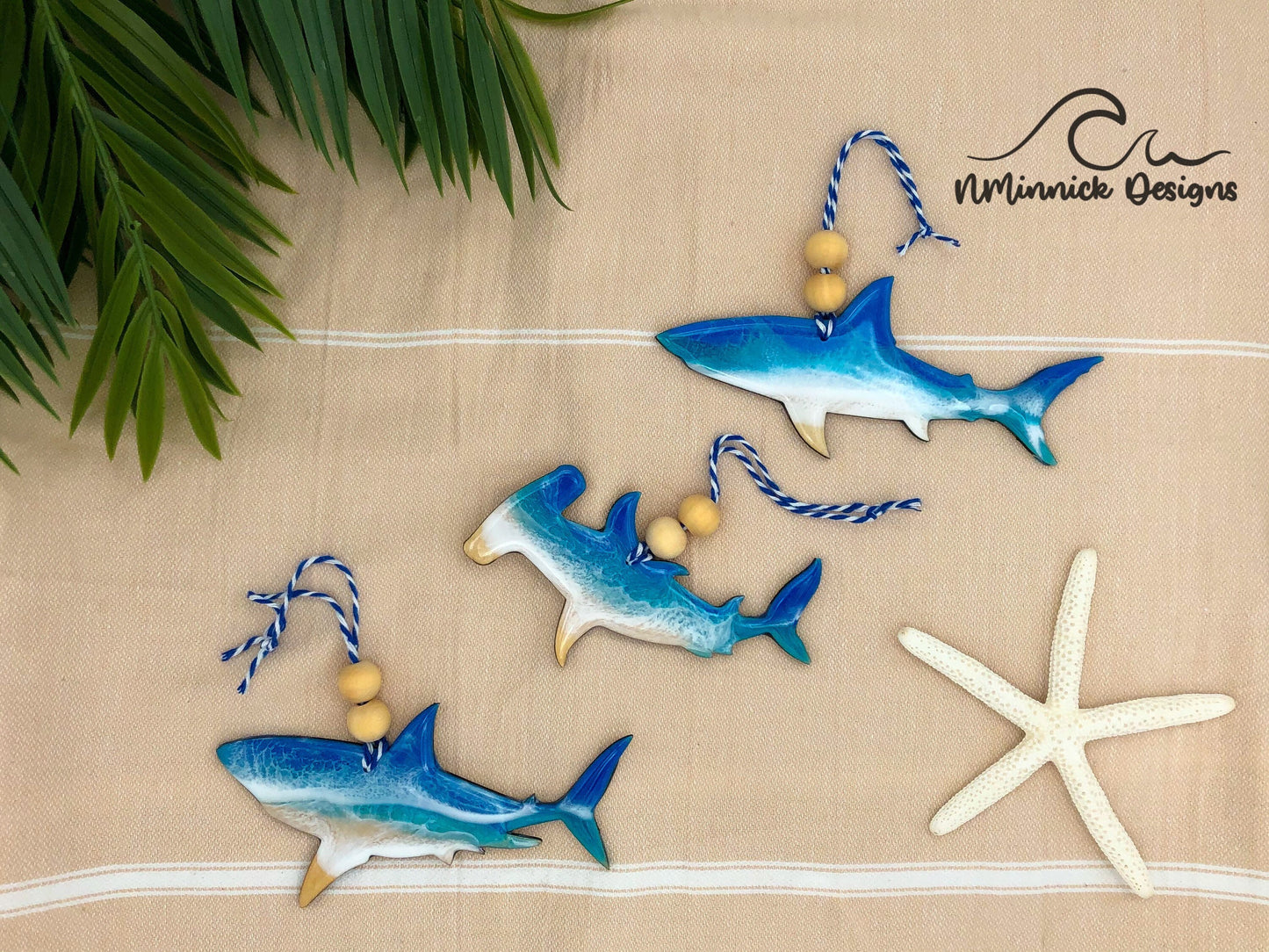 Shark Beach Christmas Ornament