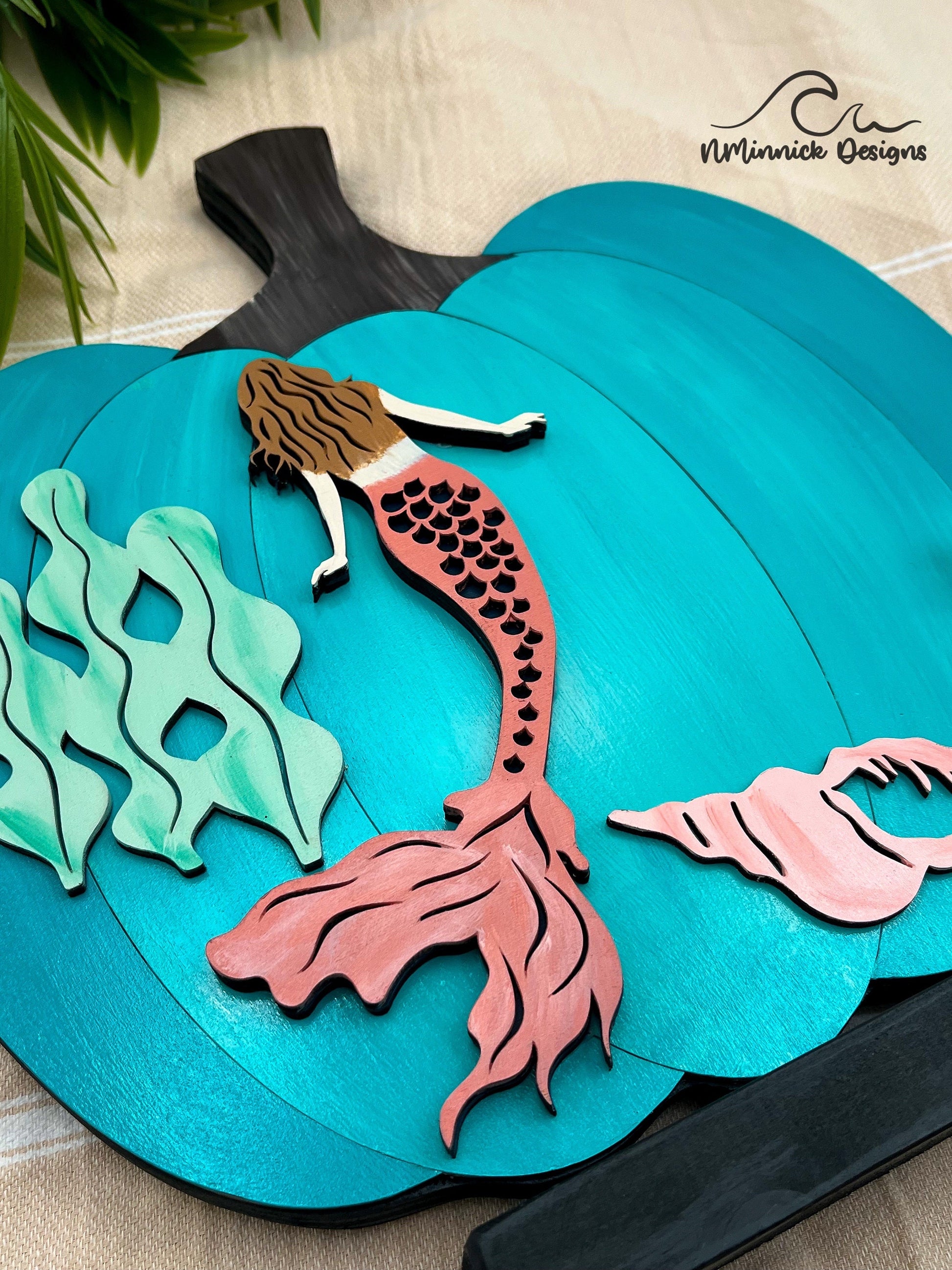 Coastal Pumpkin Fall Table Decor - Mermaid